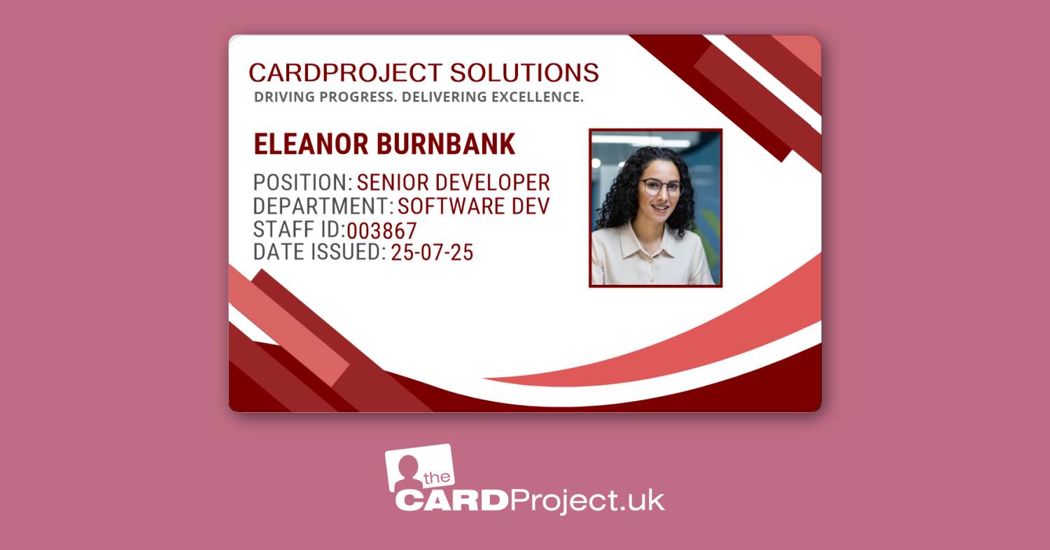 Red And Pink Wave Stripe Staff ID Card